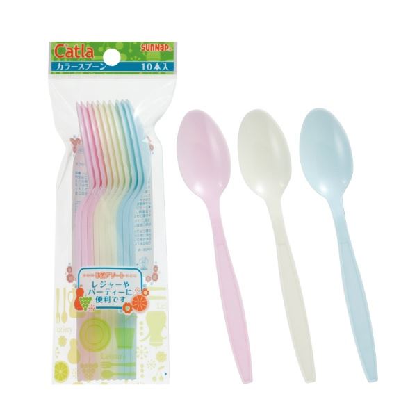 (まとめ) カラースプーン/使い捨て食器 〔17cm 10本入〕 3色アソート プラスチック アウトドア パーティー 〔×100個セット〕 【北海道・沖縄・離島配送不可】