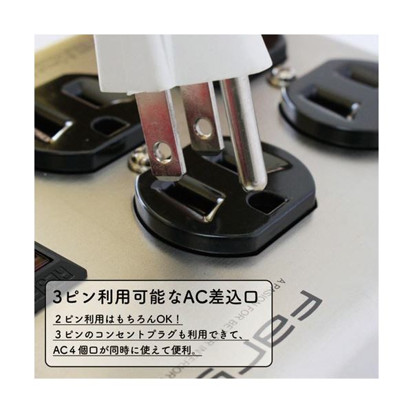 ファーゴ スチールタップ AC6個口 シルバー 1.8m PT406SV 1個 【北海道・沖縄・離島配送不可】