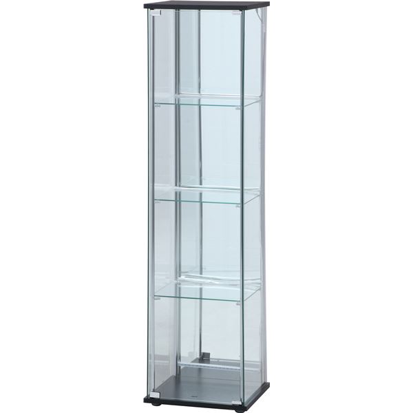 ガラスコレクションケース 4段（背面ミラー） LED ブラック〔幅42.5×奥行36.5×高さ162cm〕 【北海道・沖縄・離島配送不可】