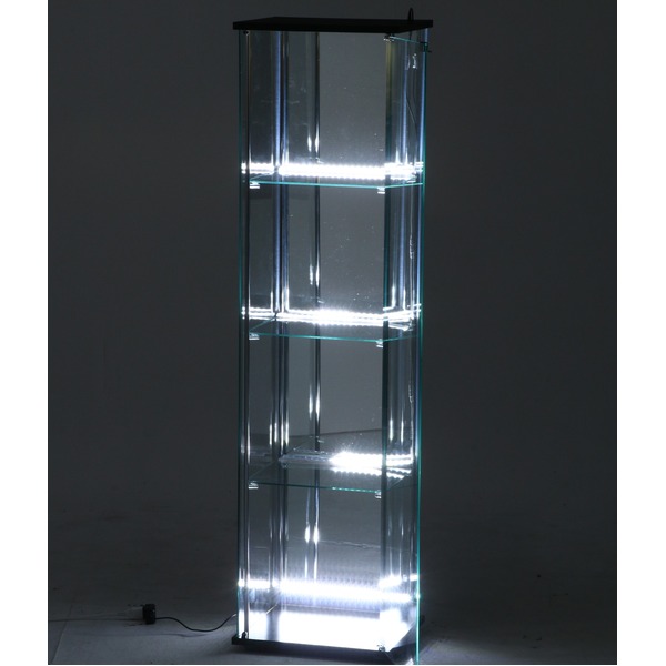 ガラスコレクションケース 4段（背面ミラー） LED ブラック〔幅42.5×奥行36.5×高さ162cm〕 【北海道・沖縄・離島配送不可】_3