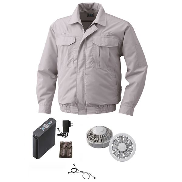 綿薄手フルハーネス仕様 空調服/作業着 〔ファンカラー：グレー カラー：シルバー XL〕 リチウムバッテリー LIPRO2 KU9055Fの通販は 23,415円