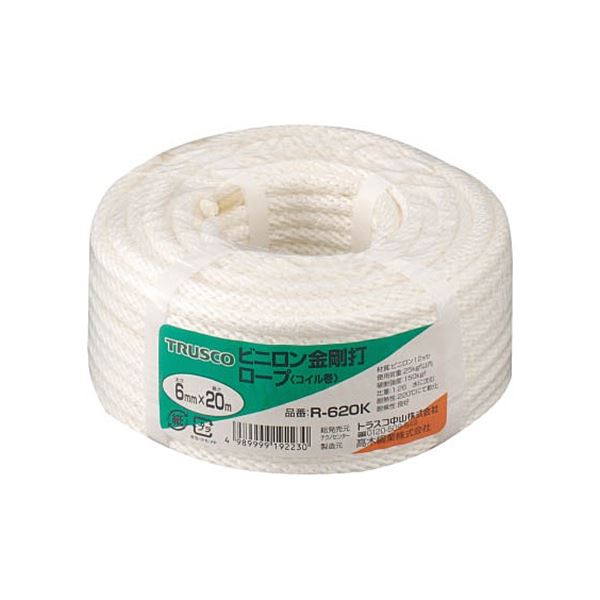 (まとめ) TRUSCO ビニロン金剛打ロープ 6mm×20m コイル巻 R-620K 1巻 〔×3セット〕 【北海道・沖縄・離島配送不可】