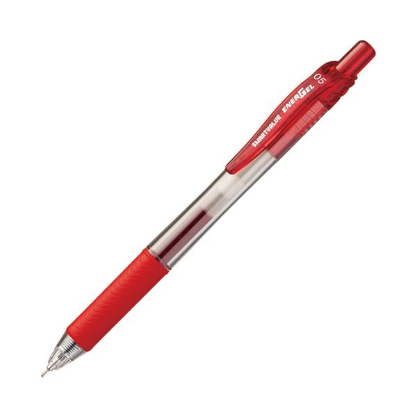 （まとめ） スマートバリュー ゲルノックボールペン赤10本 H043J-RD-10〔×10セット〕 【北海道・沖縄・離島配送不可】