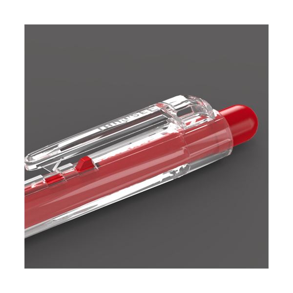 （まとめ）TANOSEE ノック式油性ボールペングリップ付 0.7mm 赤（軸色：クリア）1セット（100本：10本×10パック）〔×2セット〕 【北海道・沖縄・離島配送不可】_2
