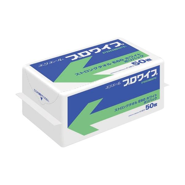 大王製紙 エリエール プロワイプストロングタオル E60 ホワイト ポリ包装50 1セット(900枚：50枚×18パック) 【北海道・沖縄・離島配送不可】