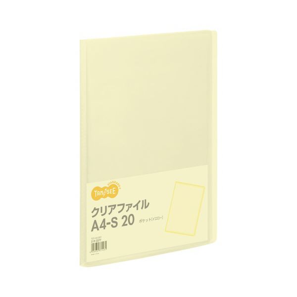 TANOSEE クリアファイル A4タテ 20ポケット 背幅14mm イエロー 1セット（80冊） 【北海道・沖縄・離島配送不可】