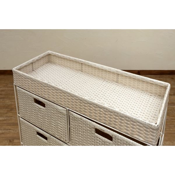 ラタン調　チェスト　4段ワイド　アイボリー 楽天市場】収納ボックス ラタン調 収納ラック 収納チェスト 4段