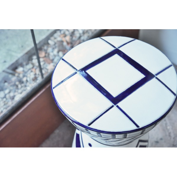 モダン スツール/サイドテーブル 〔直径30×高さ45cm C〕 陶器製 屋外対応 〔リビング インテリア家具 エクステリア〕の通販は