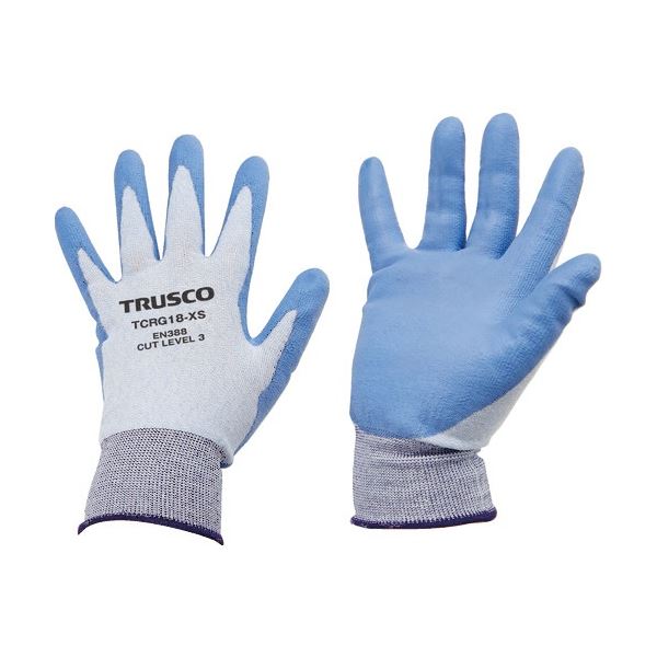 (まとめ) TRUSCO 耐切創手袋 ポリウレタンコーティング 18ゲージ編 XSサイズ TCRG18-XS 1双 〔×5セット〕 【北海道・沖縄・離島配送不可】
