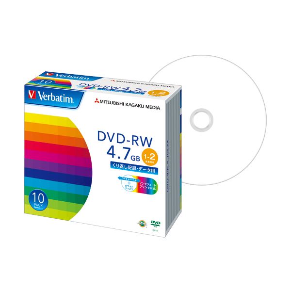 （まとめ）バーベイタム データ用DVD-RW4.7GB 2倍速 ワイドプリンタブル 5mmスリムケース DHW47NP10V1 1パック(10枚) 〔×3セット〕 【北海道・沖縄・離島配送不可】