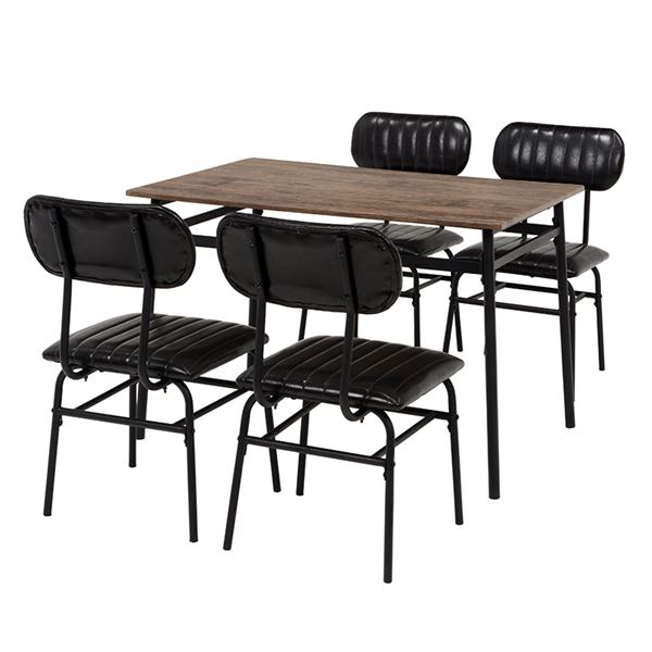 コンパクト ダイニングテーブルセット 〔ブラック 5点セット〕 机幅109cm チェア×4脚 スチール 組立式 〔リビング〕の通販は