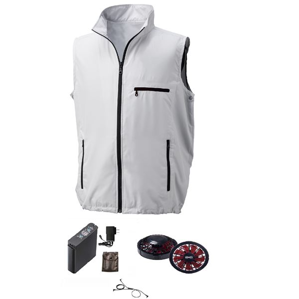 KU91830 空調服 R ポリエステル製 ベスト FAN2200BR・RD9261・LIPRO2セット シルバー 4L 【北海道・沖縄・離島配送不可】