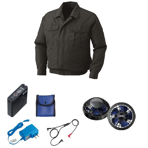 ポリエステル製長袖ワーク 空調服/作業着 〔ファンカラー：ブラック