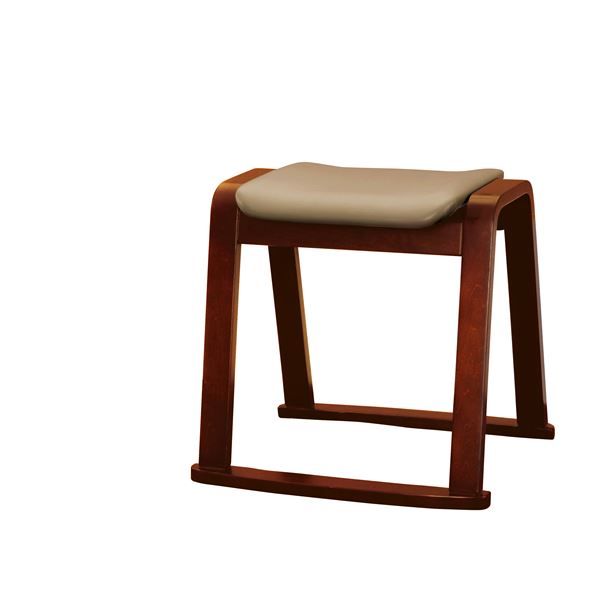 木製 スツール/オットマン 〔ベージュ〕 幅460mm 合皮/合成皮革 〔リビング ダイニング〕 完成品 【北海道・沖縄・離島配送不可】
