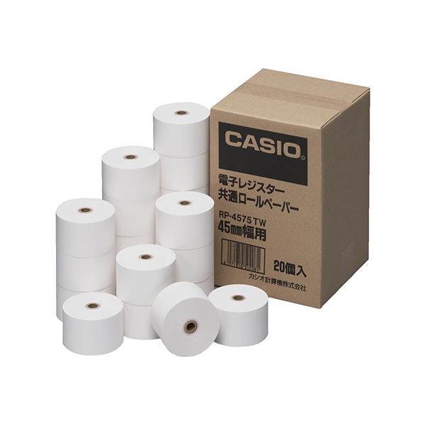 （まとめ）カシオ 電子レジスター用 ロールペーパー紙幅45mm RP-4575-TW 1パック(20個)〔×3セット〕 【北海道・沖縄・離島配送不可】の通販は