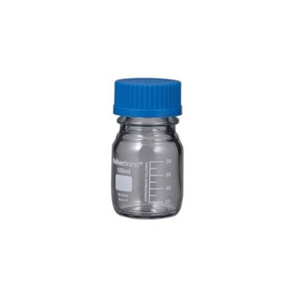（まとめ）メジューム瓶 100ml（青蓋付 Fisher） 〔×10セット〕 【北海道・沖縄・離島配送不可】