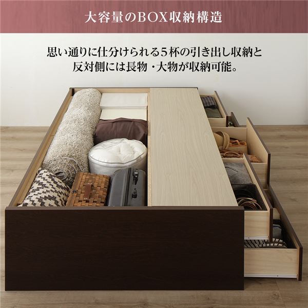 組立設置サービス フラットヘッドボード 頑丈ボックス収納 ベッド セミダブル ダークブラウン 日本製 ポケットコイルマットレス 【北海道・沖縄・離島配送不可】_2