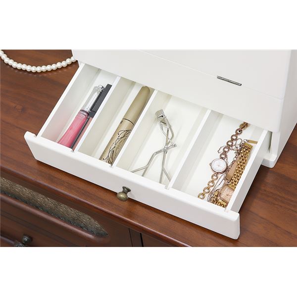 三面鏡付 コスメボックス/メイクボックス 〔ホワイト〕 幅27cm