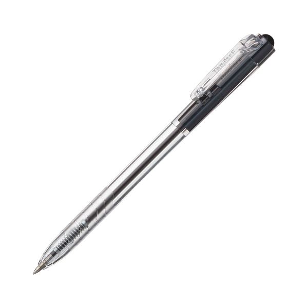 （まとめ）TANOSEE ノック式油性ボールペン0.7mm 黒（軸色：クリア）1パック（10本）〔×20セット〕 【北海道・沖縄・離島配送不可】