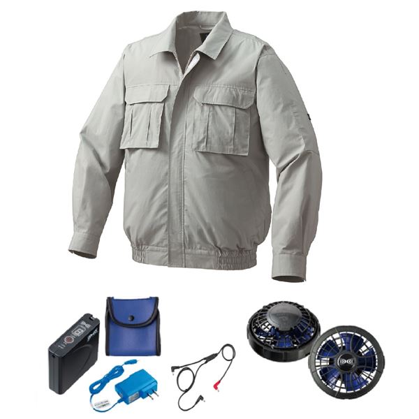 KU91900 空調服 R 綿薄手 脇下マチ付き FAN2400SPBB・RD9261・LISUPER1セット モスグリーン 4L 【北海道・沖縄・離島配送不可】