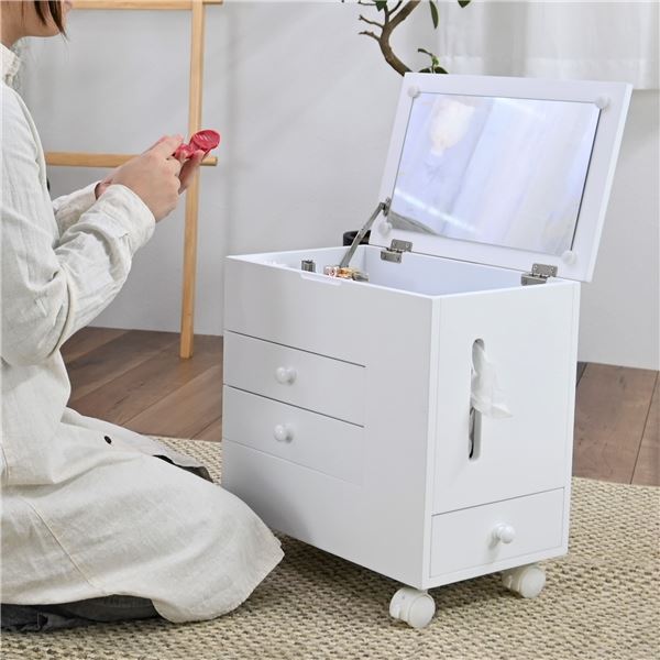 収納力たっぷり メイクワゴン ロータイプ メイクボックス ドレッサー