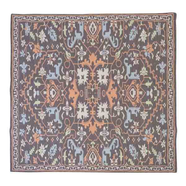 エスニック風 ラグマット/絨毯 〔180×180cm TTR-168A〕 正方形 インド