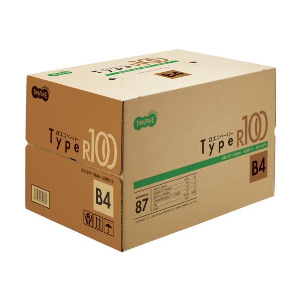 (まとめ) TANOSEE αエコペーパータイプR100 B4 1箱(2500枚:500枚×5冊)  〔×5セット〕の通販は
