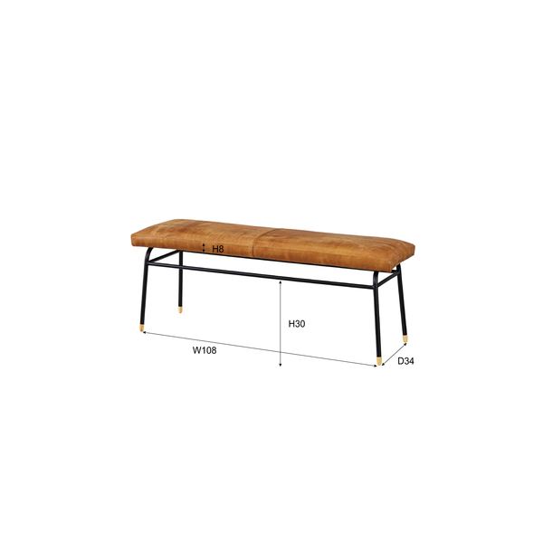 本革 ベンチ/ベンチチェア 〔幅118cm×奥行37cm×高さ47cm〕 スチール 〔リビング ダイニング 店舗 お店〕 【北海道・沖縄・離島配送不可】_1