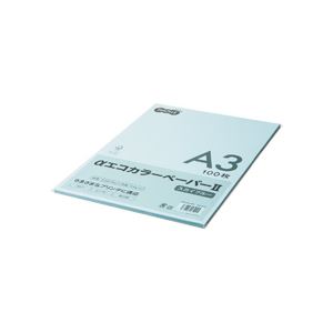 (まとめ) TANOSEE αエコカラーペーパーII A3 スカイブルー 少枚数パック 1冊（100枚）  〔×10セット〕 【北海道・沖縄・離島配送不可】