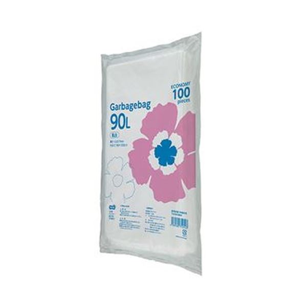 （まとめ）TANOSEE ゴミ袋エコノミー乳白半透明 90L 1パック（100枚）〔×10セット〕 【北海道・沖縄・離島配送不可】