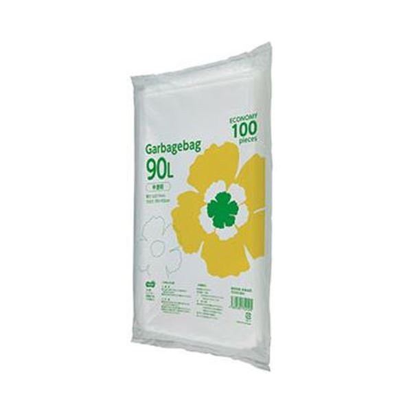 （まとめ）TANOSEE ゴミ袋エコノミー 半透明 90L 1パック（100枚）〔×10セット〕 【北海道・沖縄・離島配送不可】