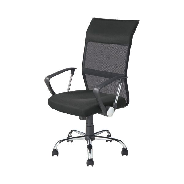 YAMAZEN ハイバック爽快メッシュチェア 肘付 ブラック EMG-778H（BK） 1脚 〔組立品〕の通販は 14,657円