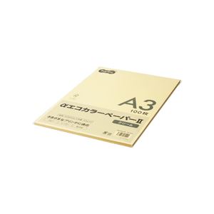 (まとめ) TANOSEE αエコカラーペーパーII A3 クリーム 少枚数パック 1冊（100枚）  〔×10セット〕 【北海道・沖縄・離島配送不可】