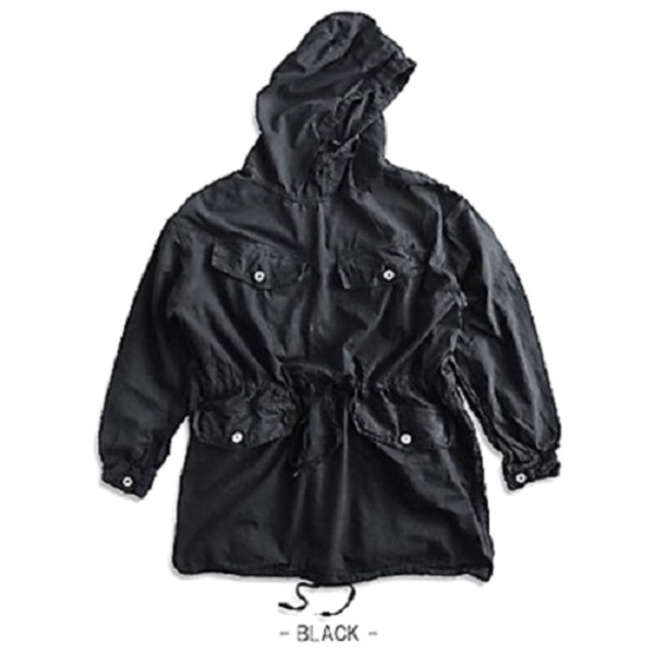 フランスタイプ Mle50 マウンテンアノラックパーカー後染め復刻 ブラック 25（M相当） 【北海道・沖縄・離島配送不可】