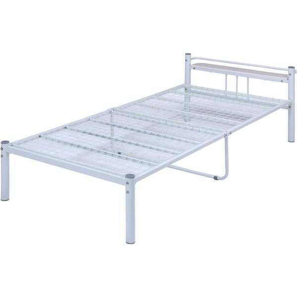 可動宮付 シングルベッド アイボリー 宮付 シングルベッド 〔アイボリー〕フレームのみ 組立品 【北海道