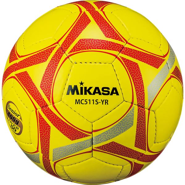 MIKASA（ミカサ）サッカーボール軽量5号球 シニア（50歳以上）用 イエローレッド〔MC511SYR〕 【北海道・沖縄・離島配送不可】