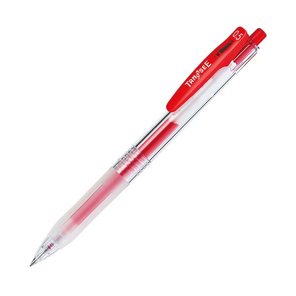 (まとめ) TANOSEE ノック式ゲルインクボールペン（バインダークリップ） 0.5mm 赤 1本  〔×300セット〕 【北海道・沖縄・離島配送不可】
