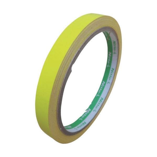 (まとめ) 日東エルマテリアル 蛍光テープ 10mm×5m レモン LK-10LY 1巻 〔×20セット〕 【北海道・沖縄・離島配送不可】