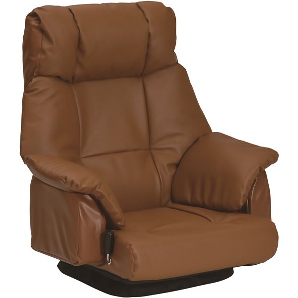 チェア フロアチェア リクライニング 本革 回転 キャメル 組立品の通販は