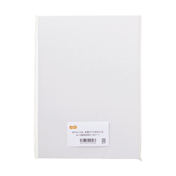 （まとめ）TANOSEE 各種プリンタ対応ラベルA4 12面 86.4×42.3mm 四辺余白付 1冊（100シート）〔×5セット〕 【北海道・沖縄・離島配送不可】