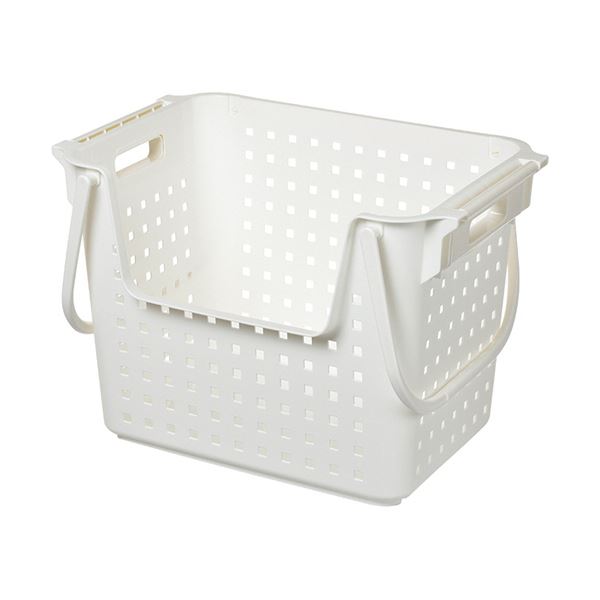 (まとめ)ヒマラヤ化学 積重ねワイドバスケット ホワイト 1個〔×5セット〕の通販は
