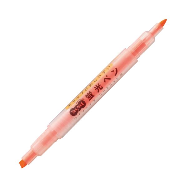 (まとめ) TANOSEEキャップが外しやすい蛍光ペン ツイン オレンジ 1本 〔×100セット〕 【北海道・沖縄・離島配送不可】