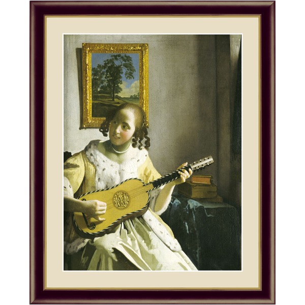 〔フェルメールの代表作〕謎多き画家 鮮やかな青色 ■ヨハネス・フェルメール（Johannes Vermeer）F6号 ギターを弾く女 【北海道・沖縄・離島配送不可】
