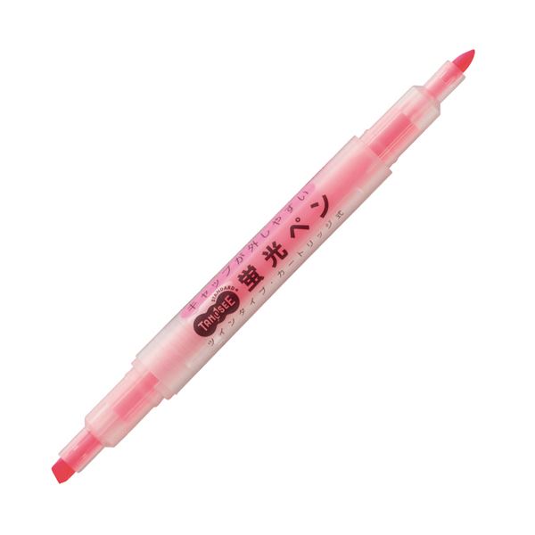 (まとめ) TANOSEEキャップが外しやすい蛍光ペン ツイン ピンク 1本 〔×100セット〕 【北海道・沖縄・離島配送不可】