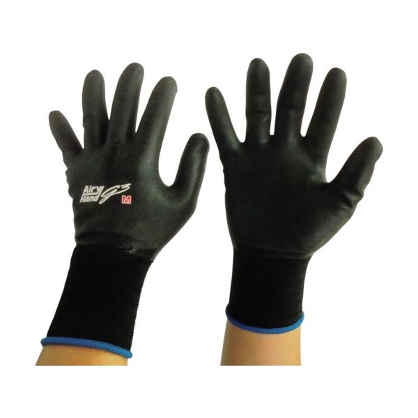 (まとめ) 富士手袋工業 エアリーハンド ジースリー M 黒 7466-M-BL 1双 〔×20セット〕 【北海道・沖縄・離島配送不可】