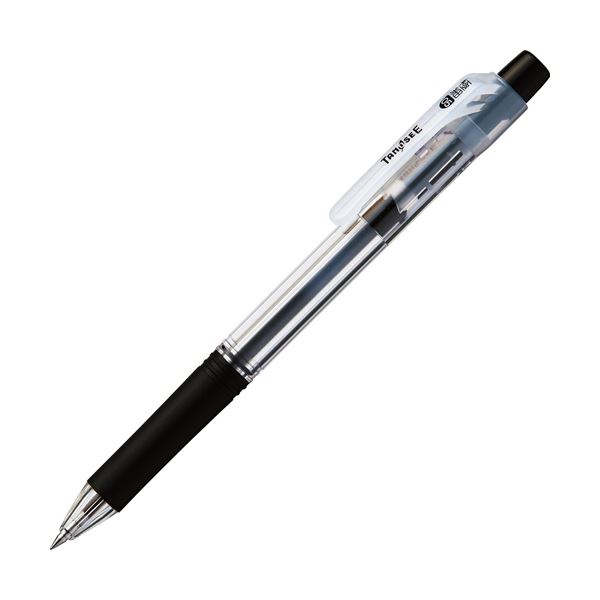 まとめ) TANOSEE ノック式油性ボールペン ロング芯タイプ 0.5mm 黒 1