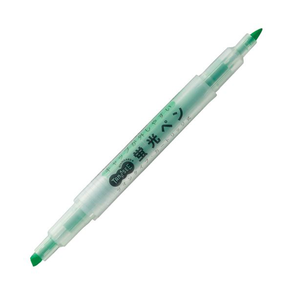 (まとめ) TANOSEEキャップが外しやすい蛍光ペン ツイン 緑 1本 〔×100セット〕 【北海道・沖縄・離島配送不可】