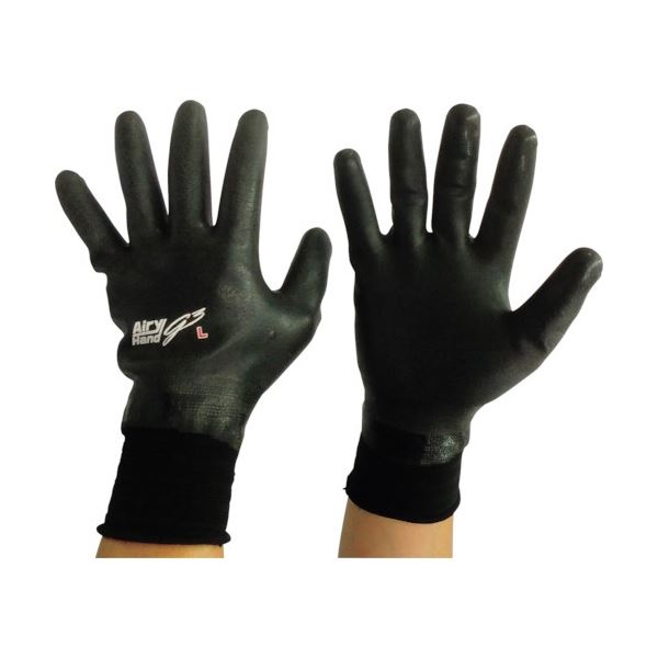 (まとめ) 富士手袋工業 エアリーハンド ジースリー L 黒 7466-L-BL 1双 〔×20セット〕 【北海道・沖縄・離島配送不可】