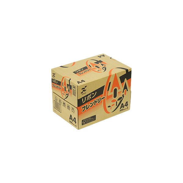 (まとめ）日本製紙 リボンフレンドリー A4RBNF-A4 1セット(2500枚:500枚×5冊)〔×3セット〕 【北海道・沖縄・離島配送不可】