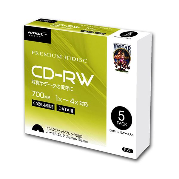 〔20個セット〕 HIDISC データ用 CD-RW 1-4倍速5mmスリムケース入り5枚パック HDCRW80YP5SCX20 【北海道・沖縄・離島配送不可】